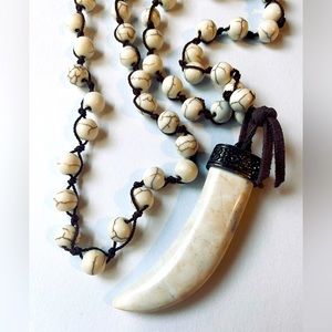 White Howlite Necklace Beaded Necklace